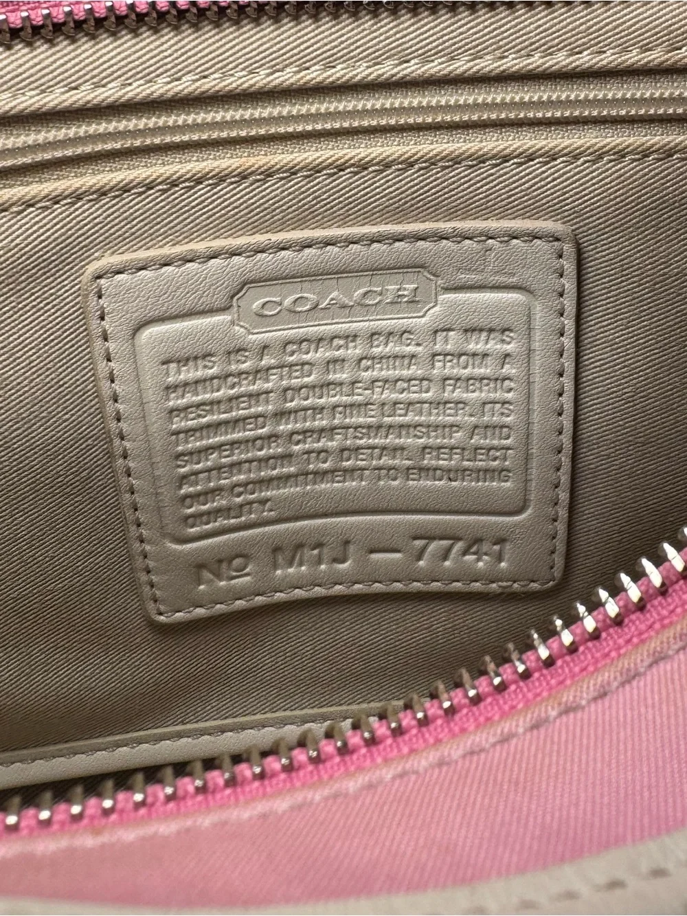 Vintage 2001 Coach Hampton Mini Market Tote - Pink Canvas & Leather Trim